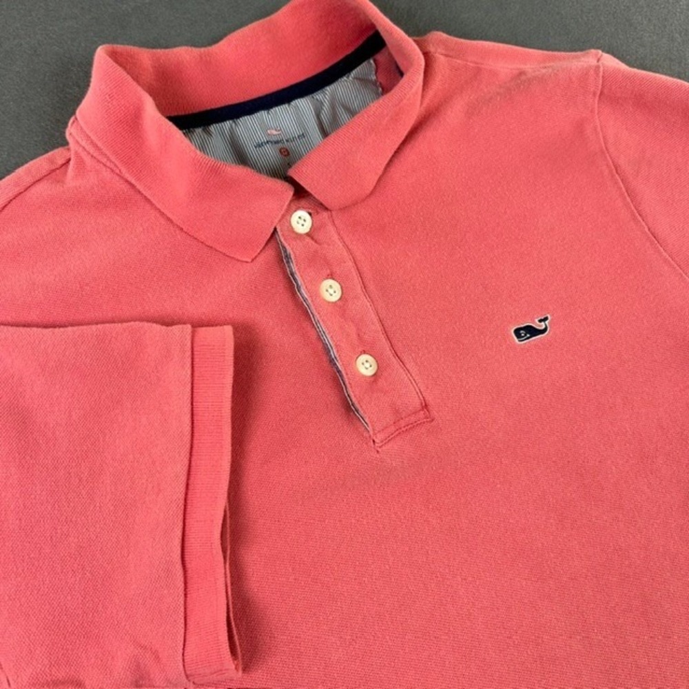 Vineyard Vines Men's Salmon Pink Short Sleeve Polo Shirt SM Cotton Whale Logo